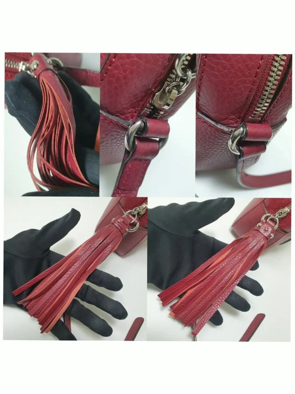 Authentic Gucci Soho Studded Red Leather Disco Crossbody Bag GG Logo - Picture 9 of 12